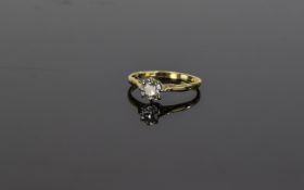 Single Stone Diamond Ring, old round cut, claw set in 18 carat gold. Est diamond weight .60ct.