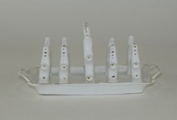 Victorian Porcelain Toast Rack, Blue Crossed Swords Mark To Base, With S Underglazed Blue.