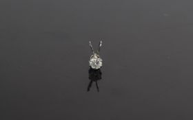 14ct White Gold Set Single Stone Diamond Pendant. The Round Brilliant Cut Diamond Weight 0.28ct.