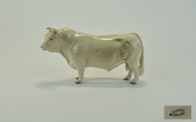 Beswick Farm Animal Figure ' Charolais Bull ' Model Num 2463A. Designer Alan Maslankowski.