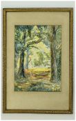 Framed Watercolour Sunlight In Trees, Signed And Dated S Hall 1937 12 x 9 Inches