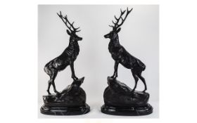 Pair of Bronze Figural Sculptures After Jules Moigniez,