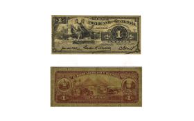 Banco Americano Guatemala Scarce 1 Peso Bank Note, Date 1917 Oct 22nd, Serial Num 915612. F-V.