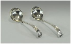 Very Fine Pair of Silver Ladles with shell motif decorated handles. Hallmark Sheffield 1920.