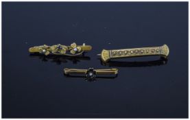 Victorian 9ct Gold Stone Set Brooches ( 2 ) In Total.