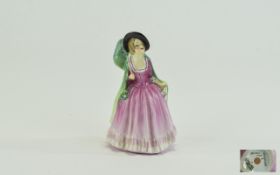 Royal Doulton Miniature Figure ' Mirabel ' Pink and Green Colour way. M68, Issued 1936 - 1949.