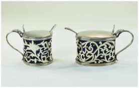 Edward VII Excellent Quality and Heavy Pair of Mustard Pots, with Open Work Sides,