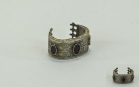 Ottoman 19th Century Very Fine and Heavy Silver Bangle with Inlaid and Applied Decoration,