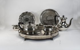Silver Plated Gallery Tray; Of shaped form, pierced gallery with dragooned border,
