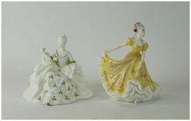 Royal Doulton Figures, two, comprising 'Ninette', HN2379, buttercup yellow dress with lilac