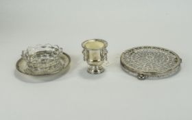 A Small Collection of Antique Silver Plated Items ( 3 ) In Total,