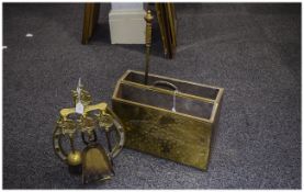Small Collection of Brass comprising fire side set and magazine rack