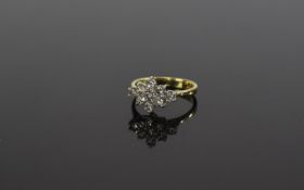 18ct Gold Diamond Cluster Ring set with 9 round modern cut diamonds, fully hallmarked. Ring size M.