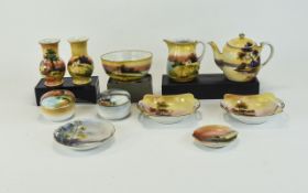 Noritake Collection of ( 9 ) Pieces, Includes Vases, Pair of Dishes,Teapot and Table-Ware Bowls etc.