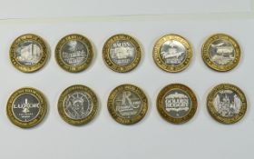American Casinos Collection of Ltd Edition Vintage Pure 999 Silver Casino Gaming Chips ( 10 ) In