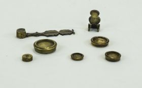 Set of 19th Century Brass Sovereign Scales; Scales together with set of brass postal weights.