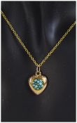 Victorian Heart Shaped Pendant set with turquoise stones fully hallmarked for 1900.