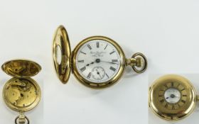 14ct Gold Plated Lever Brothers of New York Demi Hunter Pocket Watch. c.1880's.