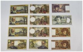 A Collection of French Bank Notes From The 1960's & 1970's All The Notes are In Uncirculated