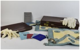Masonic Case plus one other , both containing sash, gloves and papers.