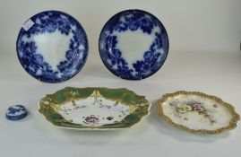 Pair Of Wedgwood Flow Blue Plates, Impressed Mark And Printed Paris White Ironstone To Back,