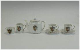 W.H. Goss Children's Crested Ware ( 7 ) Piece Tea Service, Bears The Margate Crest. All Pieces are