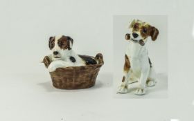 Royal Doulton Animal Figures ( 2 ) In Total. 1/ Terrier Sitting In a Basket, HN2587, Model Num 1152.