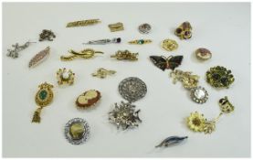 A Collection Of Approximately Assorted 24 Brooches.