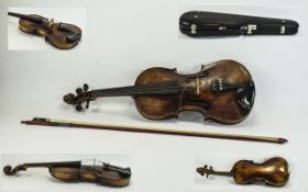 Early 20thC Violin one piece back length 14 inches. No paper label.