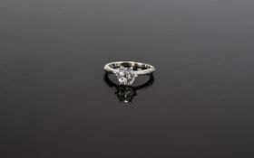 Silver Solitaire Dress Ring, Ring size N.