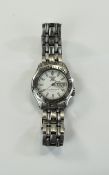 Gents Seiko Sports Wristwatch, White dial, baton numerals, day date aperture,