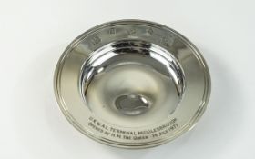 Small Silver Commemorative Dish, For The Opening Of The West African Lines Terminal Middlesbrough,