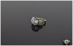 Silver Solitaire Dress Ring, gilt shank.
