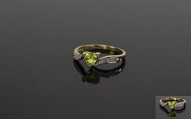 Ladies 9 Carat Gold Diamond and Peridot Dress Ring,