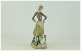 Lladro Figure ' Milkmaid ' Model Num 4682. Issued 1980's - Retired. Height 9.5 Inches. Mint