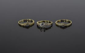 14ct Gold Three Piece Dress Ring Set with cz's