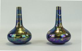 Crown Devon Fieldings Pair of Fine Lustre Vases Ships Galleon, Royal design. Painted marks to