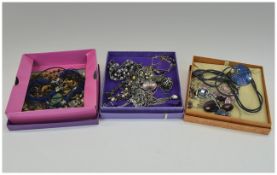 Assorted Collection of Costume Jewellery, Some Silver and Enamel Jewellery Included 3 Boxes.
