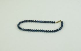 Cultured Black Pearl Necklace, single strand with 9ct gold clasp.