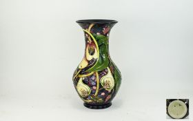 Moorcroft - Large Modern Tube lined Vase ' Queens Choice ' Design. Designer Emma Bossons. Date 2001.