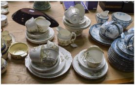 Aynsley Teaset Floral Decorated Tea set Comprising 11 Cups, 12 Saucers, 12 Side Plates, B&B Plate,