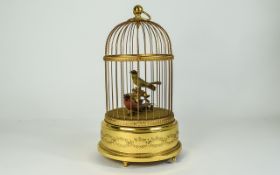 Swiss - Nice Quality Automaton Singing Birds - Two In Gilt Brass Cage,