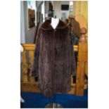 Red/Brown Ermine Coat, edge-to-edge style, one hook and loop to front of standing collar,