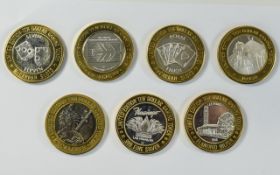 American Casinos Las Vegas Collection of Vintage 10 Dollar Gaming Chips / Token, All Marked .