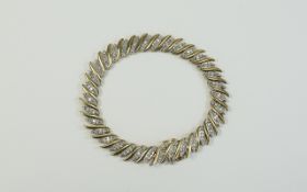 9ct Gold Diamond Cluster Line Bracelet.