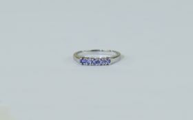 9ct White Gold Dress Ring set with a row