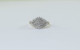 9ct Gold Diamond Cluster Ring set with r