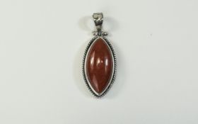 Red Jade Pendant, a 24ct marquise shape,