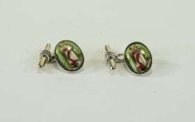 Pair Of Gents Silver Cufflinks, The Oval