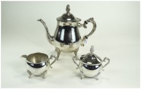 Silver Plated Three Piece Tea Set, Compr